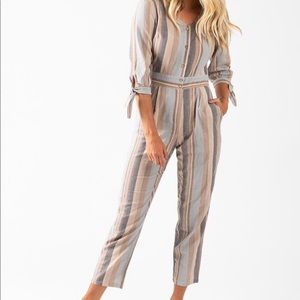 Piper & Scoot Blue Lined Jumpsuit